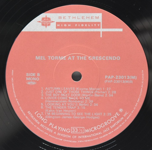 Mel Torme [멜 토메] ‎- Mel Torme at the Crescendo - 중고 수입 오리지널 아날로그 LP