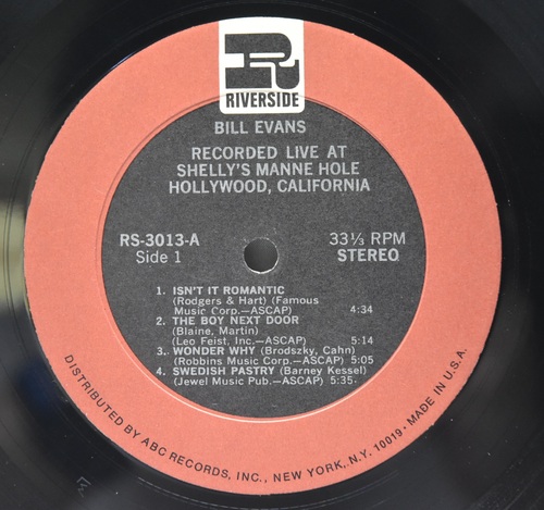 Bill Evans [빌 에반스] ‎- Recorded Live At Shelly&#039;s Manne Hole, Hollywood, California - 중고 수입 오리지널 아날로그 LP