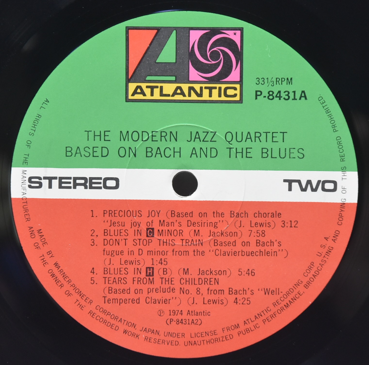 The Modern Jazz Quartet [모던 재즈 쿼텟]‎ - Based on Bach and The Blues - 중고 수입 오리지널 아날로그 LP
