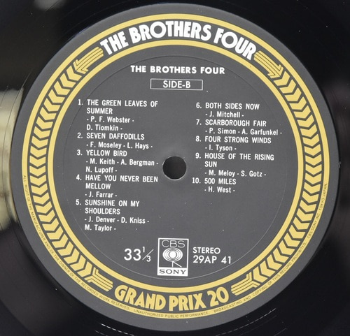 The Brothers Four [브라더스 포] - Grand Prix 20 ㅡ 중고 수입 오리지널 아날로그 LP