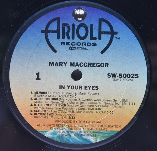Mary MacGregor [매리 맥그리거] ‎- In Your Eyes - 중고 수입 오리지널 아날로그 LP