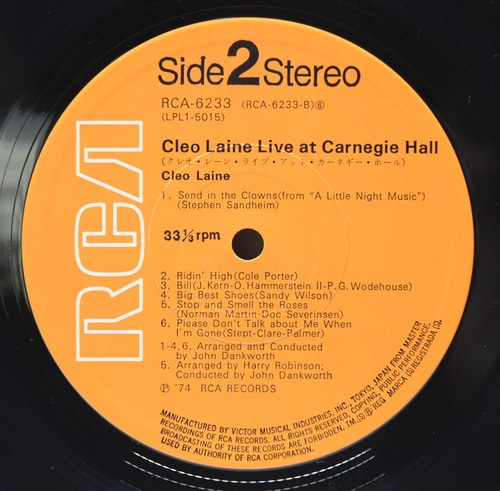 Cleo Laine [클리오 레인] - Cleo Laine Live!!! At Carnegie Hall - 중고 수입 오리지널 아날로그 LP