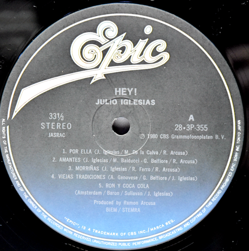 Julio Iglesias [훌리오 이글레시아스] - Hey! ㅡ 중고 수입 오리지널 아날로그 LP