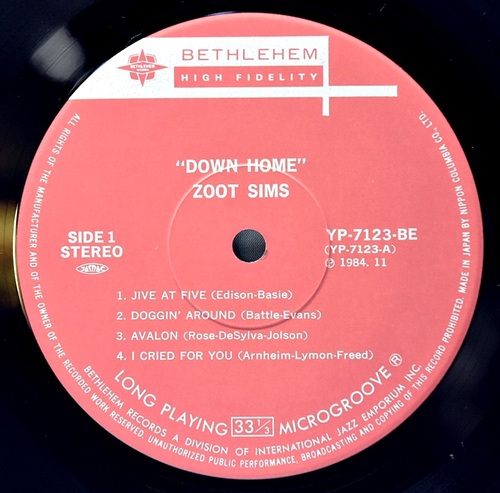 Zoot Sims [주트 심스] – Down Home - 중고 수입 오리지널 아날로그 LP