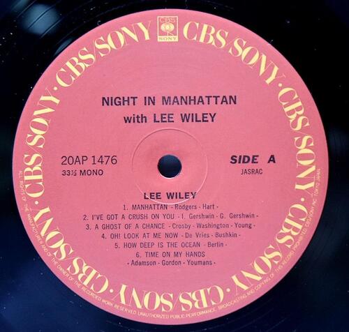 Lee Wiley [리 윌리] ‎– Night In Manhattan - 중고 수입 오리지널 아날로그 LP