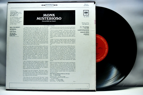 Thelonious Monk [델로니어스 몽크]‎ – Misterioso (Recorded On Tour) - 중고 수입 오리지널 아날로그 LP