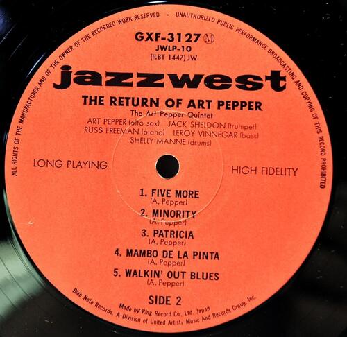 Art Pepper [아트 페퍼] – The Return of Art Pepper - 중고 수입 오리지널 아날로그 LP