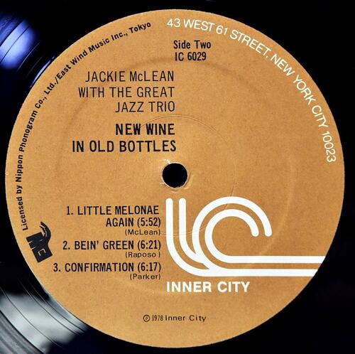 Jackie McLean and The Great Jazz Trio []재키 맥린, 그레이트 재즈 트리오] – New Wine In Old Bottles - 중고 수입 오리지널 아날로그 LP