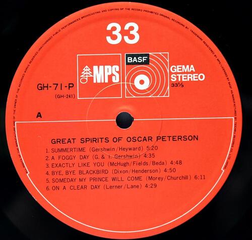The Oscar Peterson [오스카 피터슨] – Great Spirits of Oscar Peterson - 중고 수입 오리지널 아날로그 LP