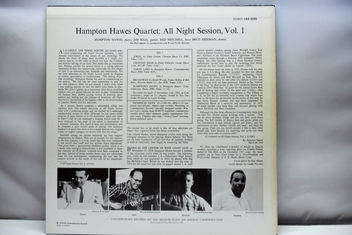 Hampton Hawes Quartet [햄프턴 호스] - All Night Session, Vol. 1,2,3 - 중고 수입 오리지널 아날로그 3LP 세트