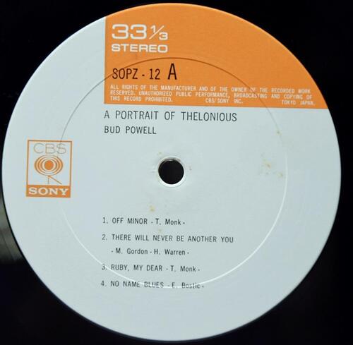 Bud Powell [버드 파웰] ‎- A Portrait Of Thelonious - 중고 수입 오리지널 아날로그 LP