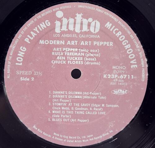 The Art Pepper Quartet [아트 페퍼] - Modern Art - 중고 수입 오리지널 아날로그 LP