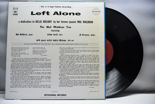 Mal Waldron [맬 왈드론] – Left Alone - Plays Moods Of Billie Holiday - 중고 수입 오리지널 아날로그 LP
