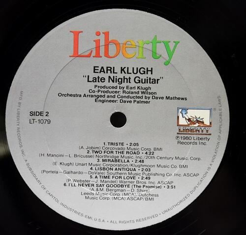 Earl Klugh [얼 클루] – Late Night Guitar - 중고 수입 오리지널 아날로그 LP