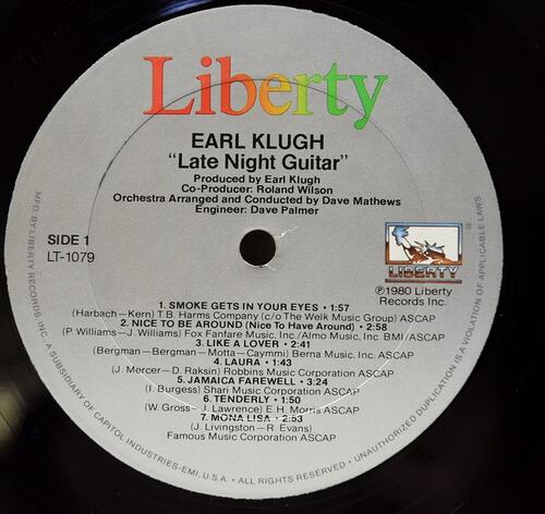 Earl Klugh [얼 클루] – Late Night Guitar - 중고 수입 오리지널 아날로그 LP