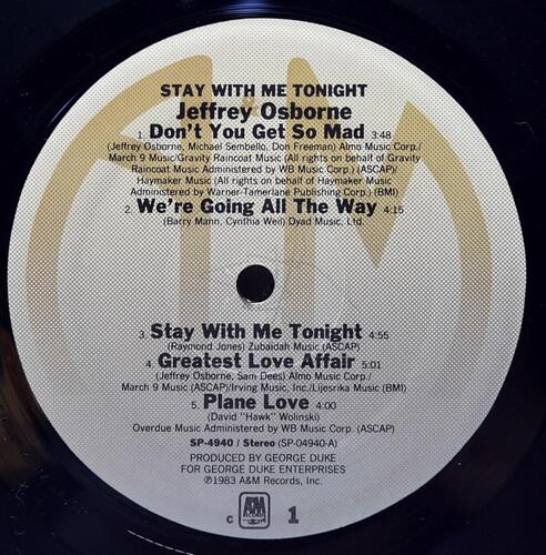 Jeffrey Osborne [제프리 오스본] – Stay With Me Tonight - 중고 수입 오리지널 아날로그 LP