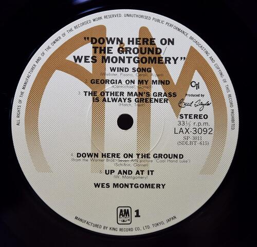 Wes Montgomery [웨스 몽고메리] – Down Here On The Ground - 중고 수입 오리지널 아날로그 LP