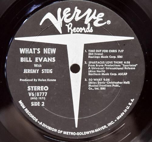 Bill Evans With Jeremy Steig [빌 에반스, 제러미 스테익] – What&#039;s New - 중고 수입 오리지널 아날로그 LP