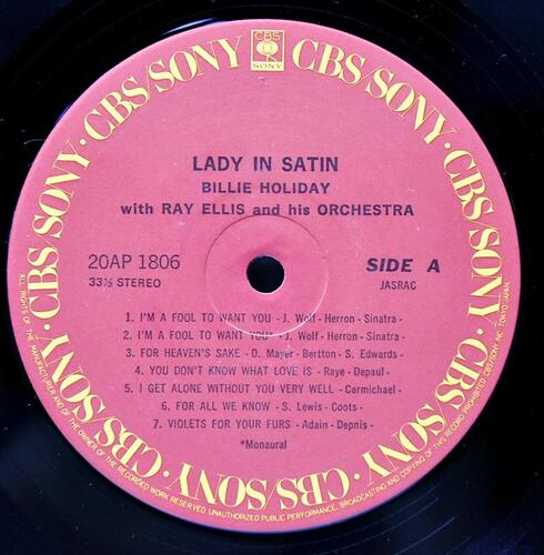 Billie Holiday With Ray Ellis And His Orchestra [빌리 홀리데이] – Lady In Satin - 중고 수입 오리지널 아날로그 LP