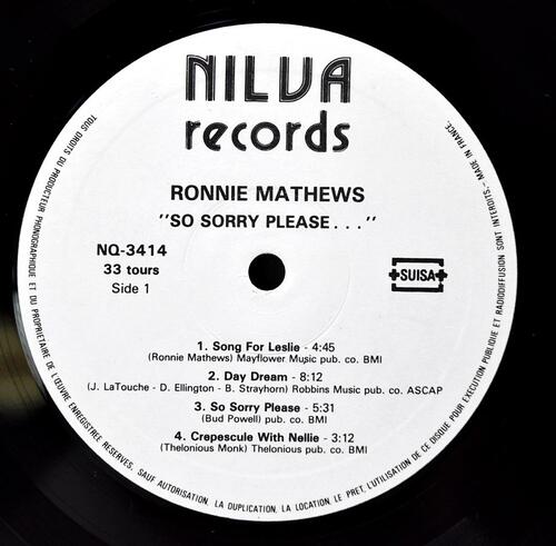 Ronnie Mathews [로니 매튜스] – So Sorry Please... - 중고 수입 오리지널 아날로그 LP