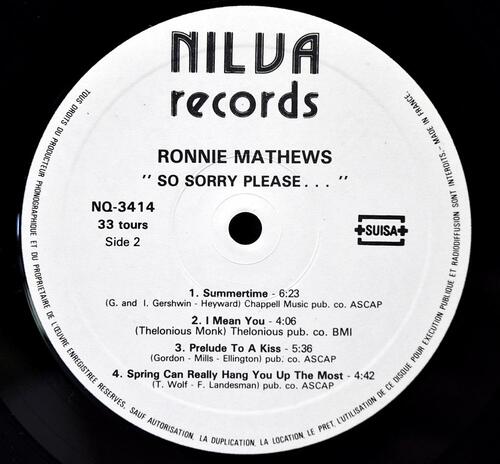 Ronnie Mathews [로니 매튜스] – So Sorry Please... - 중고 수입 오리지널 아날로그 LP