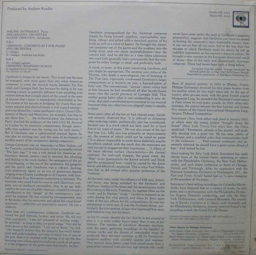 Gershwin- Rhapsody in Blue 외- Entremont/Ormandy (오리지널 미개봉반) 중고 수입 오리지널 아날로그 LP
