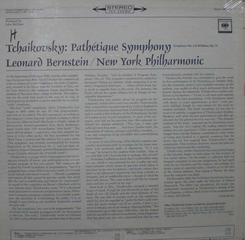 Tchaikovsky- Symphony No.6 (pathetique)- Bernstein 중고 수입 오리지널 아날로그 LP