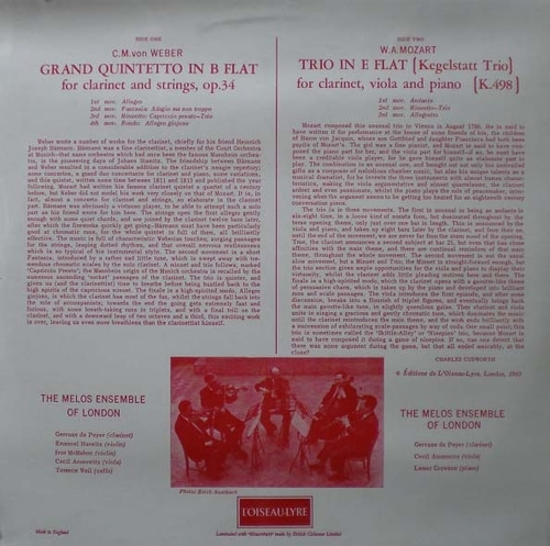 Weber/Mozart-Grand Quintetto/Clarinet Trio-The Melos Ensemble 미개봉반 중고 수입 오리지널 아날로그 LP