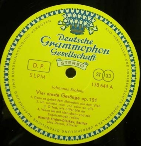 Brahms/Dvorak-Four Serious Songs/From `Biblical Songs`-Fischer-Dieskau/Demus 중고 수입 오리지널 아날로그 LP