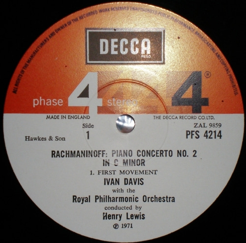 Rachmaninoff - Piano Concerto No.2 - Ivan Davis 중고 수입 오리지널 아날로그 LP