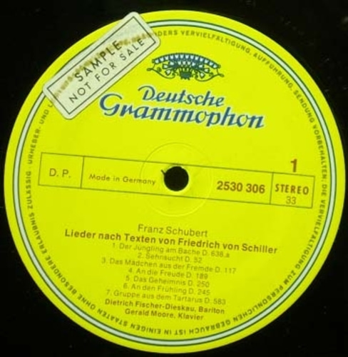 Schubert-Lieder after Poems by Friedrich von Schiller-Fischer-Dieskau/Moore 중고 수입 오리지널 아날로그 LP