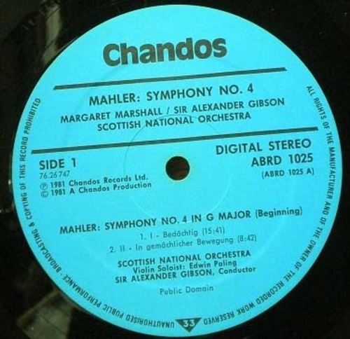 Mahler- Symphony No.4- Gibson/ Marshall 중고 수입 오리지널 아날로그 LP