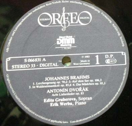 Brahms/Dvorak/R.Strauss-Lied-Gruberova/Werba 중고 수입 오리지널 아날로그 LP