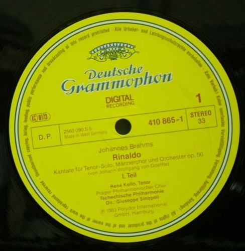 Brahms-Rinaldo-Kollo/Sinopoli 중고 수입 오리지널 아날로그 LP
