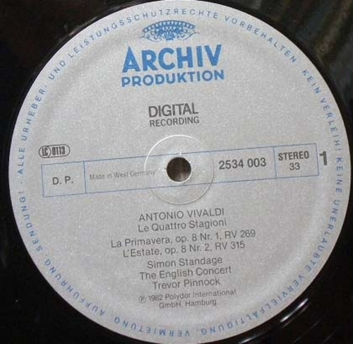 Vivaldi- The Four Seasons- Standage/Pinnock 중고 수입 오리지널 아날로그 LP