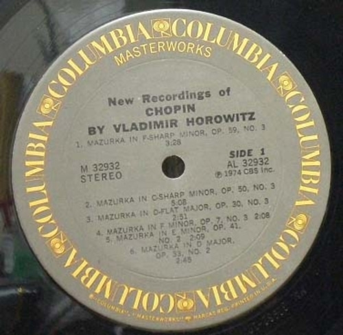 Chopin- 6 Mazurka 외- Horowitz 중고 수입 오리지널 아날로그 LP