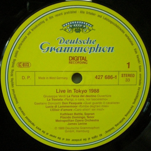 Live in Tokyo 1988 - Battle/Domingo/Levine 중고 수입 오리지널 아날로그 LP