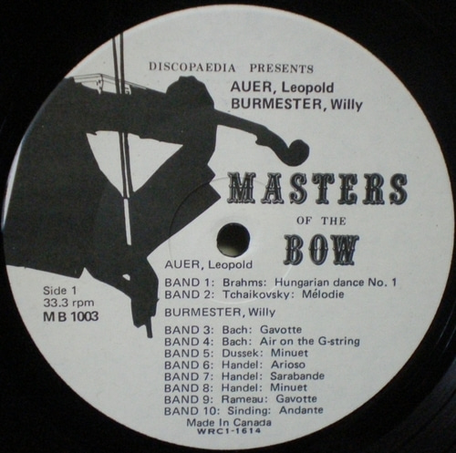 Leopold Auer 外 - Masters of The Bow 중고 수입 오리지널 아날로그 LP