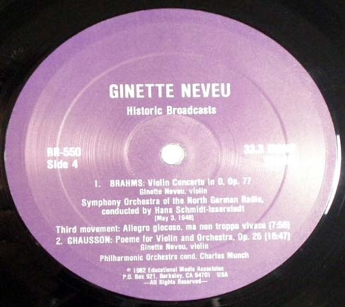 Beethoven/ Brahms -Violin concertos - Ginette Neveu 2LP