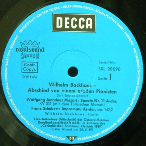 Backhaus Last Concert- Wilhelm Backhaus