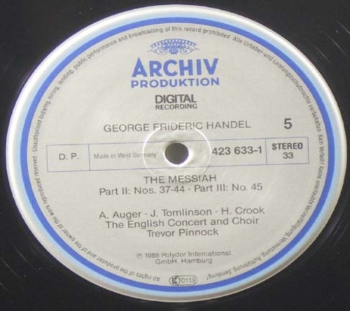 Handel- Messiah 전곡 - Trevor Pinnock 3LP 중고 수입 오리지널 아날로그 LP