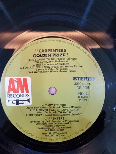 Carpenters[카펜터스]-Golden Prize 중고 수입 오리지널 아날로그 LP