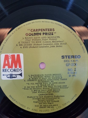 Carpenters[카펜터스]-Golden Prize 중고 수입 오리지널 아날로그 LP