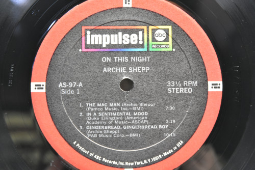 Archie Shepp - On This Night - 중고 수입 오리지널 아날로그 LP