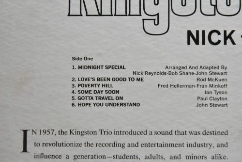 The Kingston Trio - Nick - Bob - John ㅡ 중고 수입 오리지널 아날로그 LP