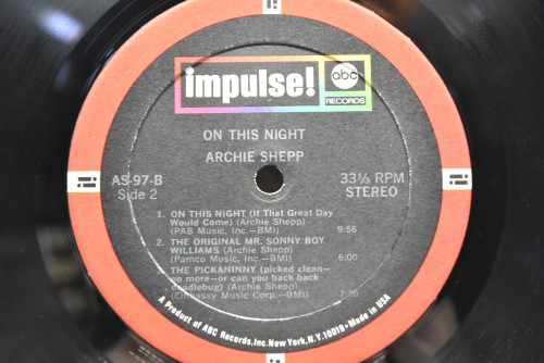 Archie Shepp - On This Night - 중고 수입 오리지널 아날로그 LP
