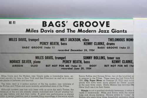 Miles Davis ‎- Bags Groove - 중고 수입 오리지널 아날로그 LP