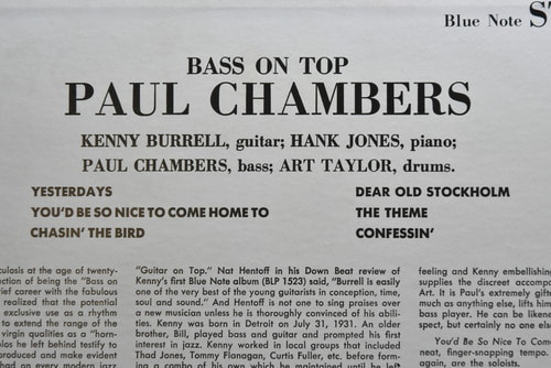 Paul Chambers Quartet [폴 챔버스] - Bass On Top - 중고 수입 오리지널 아날로그 LP