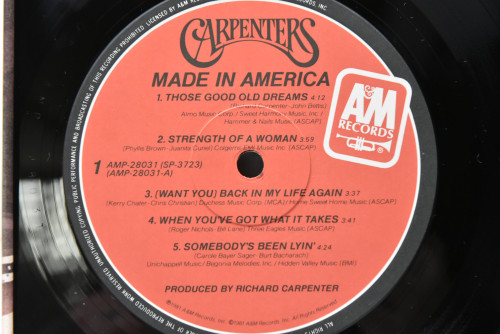 Carpenters [카펜터스, 카펜터즈] - Made In America ㅡ 중고 수입 오리지널 아날로그 LP