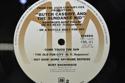 Burt Bacharach ‎- Butch Cassidy And The Sundance Kid Soundtrack - 중고 수입 오리지널 아날로그 LP
